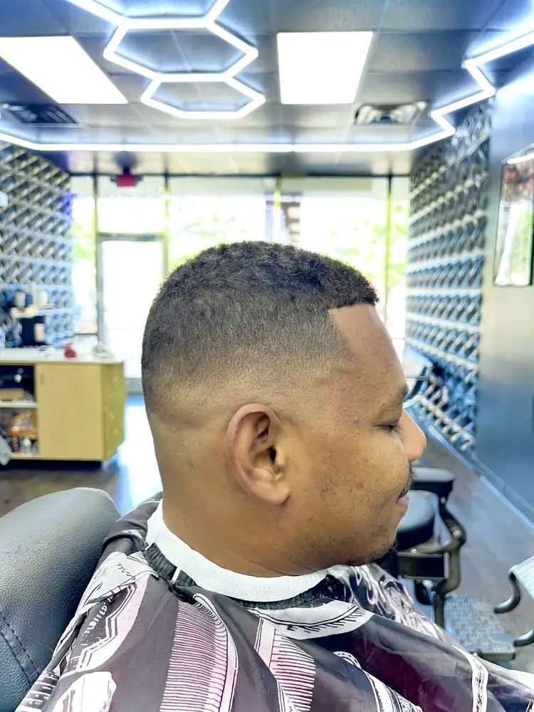 A fade with a sharp lineup, side view